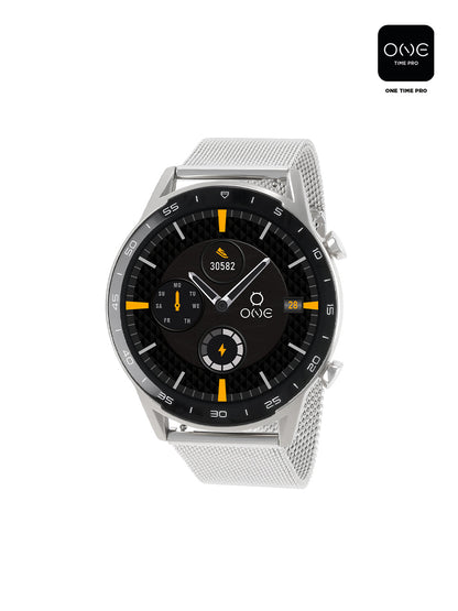 One Men Forceful Silver Mesh Smartwatch