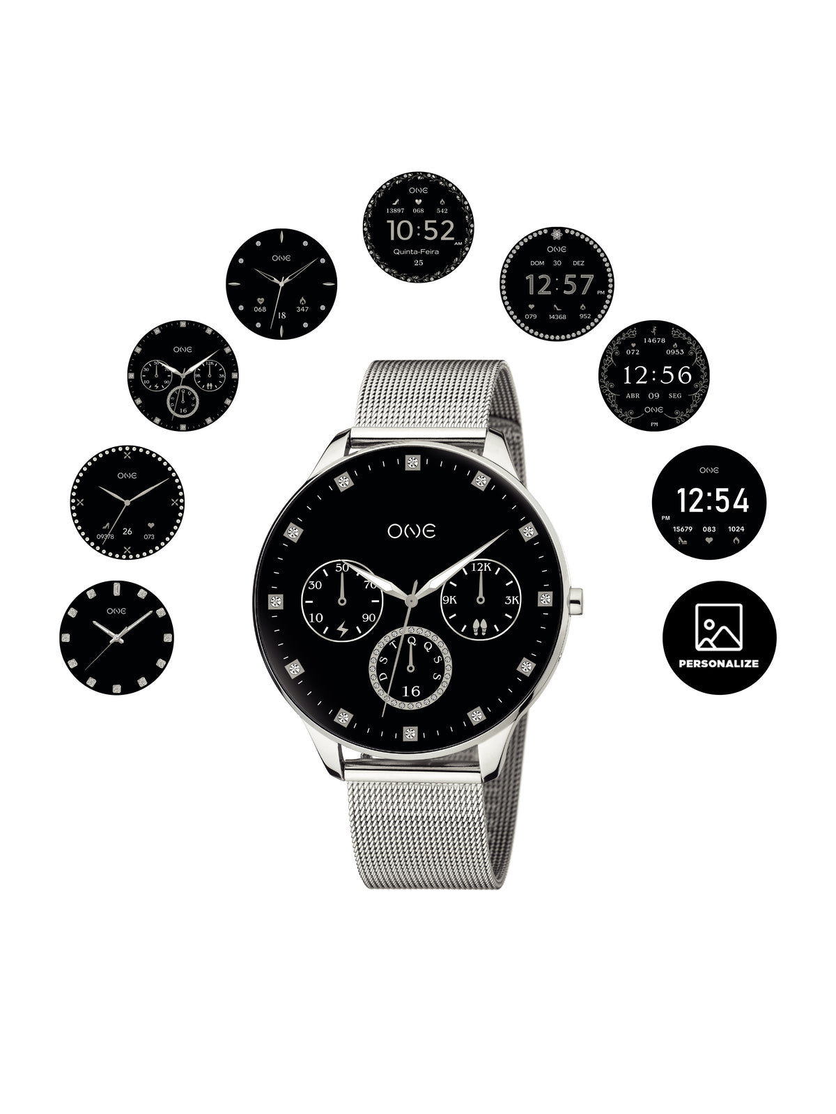 One Slim Silver Mesh Smartwatch
