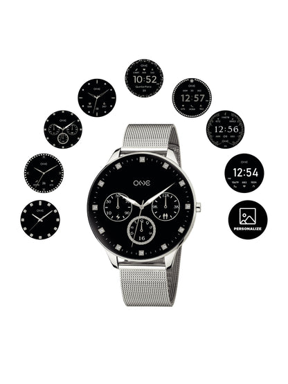One Slim Silver Mesh Smartwatch