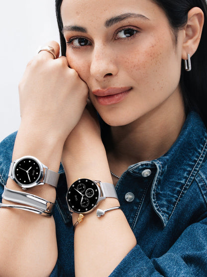 One Slim Silver Mesh Smartwatch