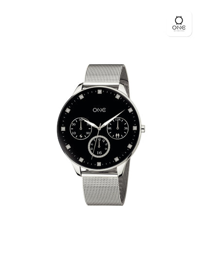 One Slim Silver Mesh Smartwatch