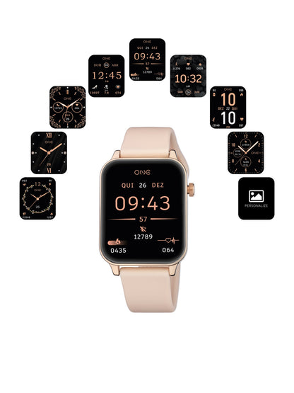 One Frame Rose Gold Silicone Smartwatch