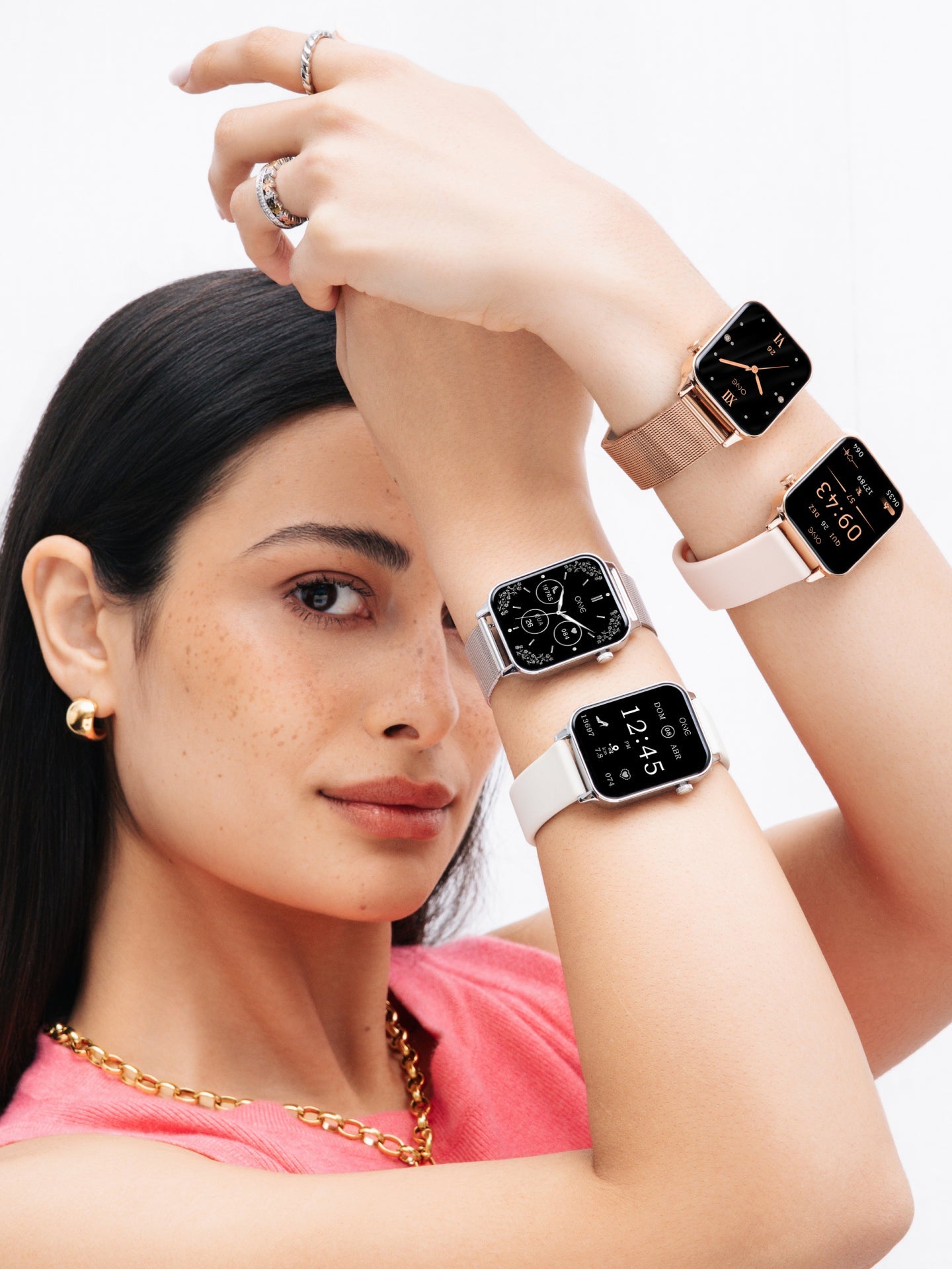 One Frame Rose Gold Silicone Smartwatch