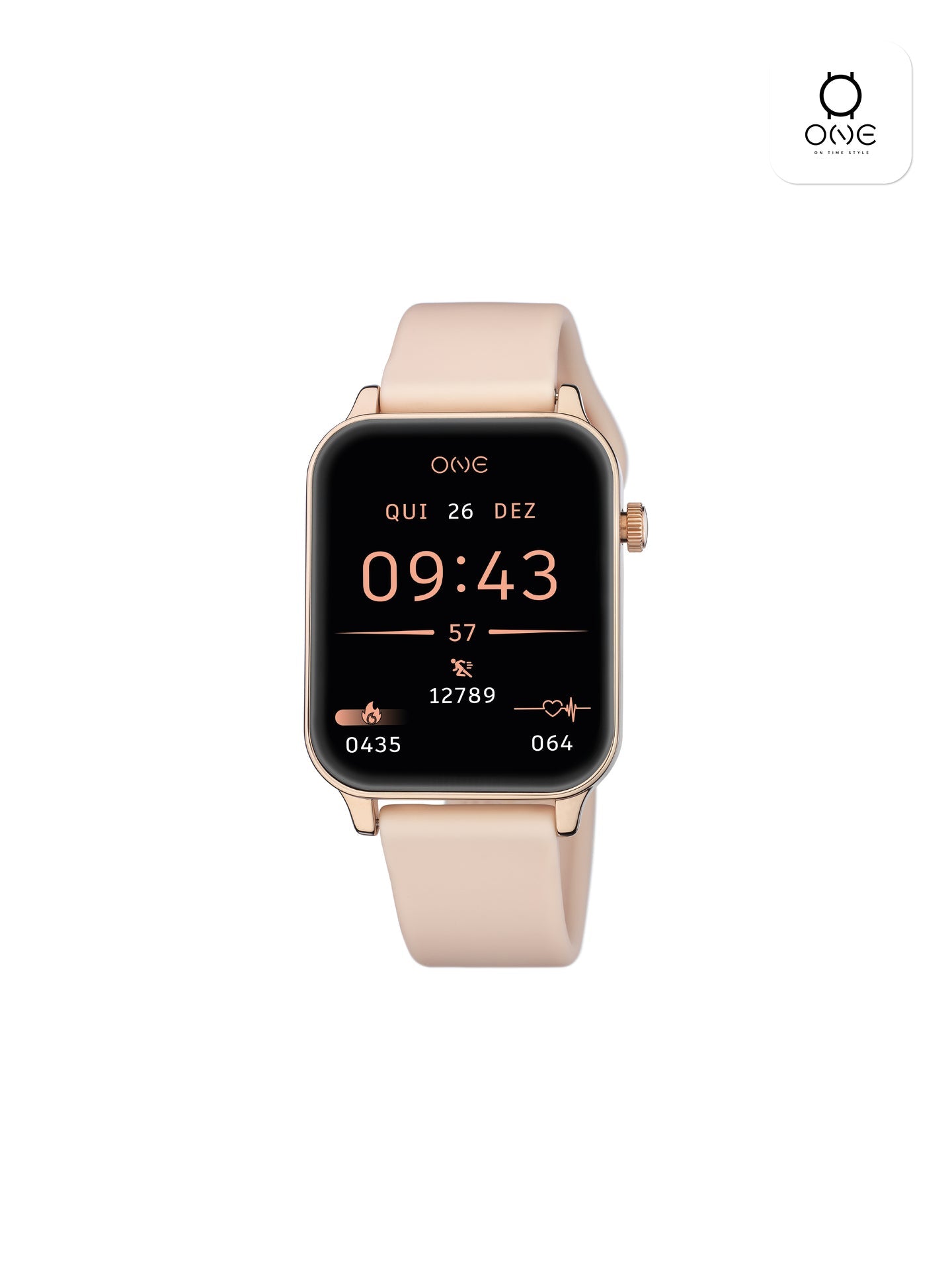 One Frame Rose Gold Silicone Smartwatch