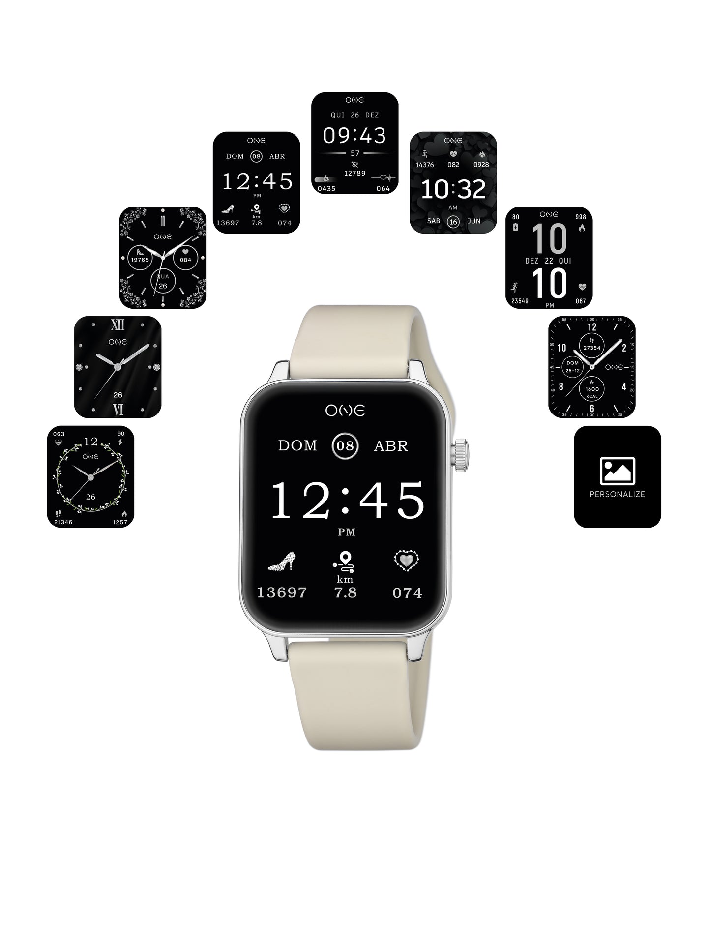 One Frame Beige Silicone Smartwatch