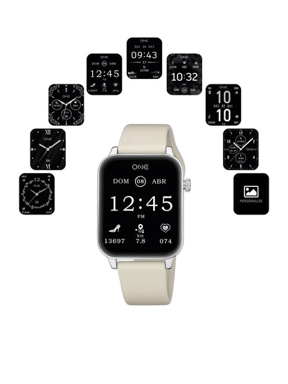 One Frame Beige Silicone Smartwatch