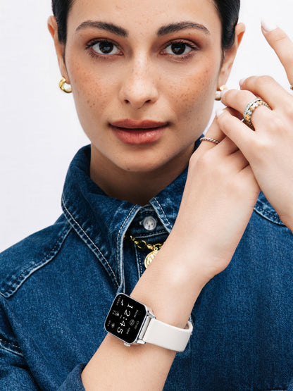 One Frame Beige Silicone Smartwatch