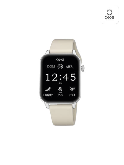 One Frame Beige Silicone Smartwatch