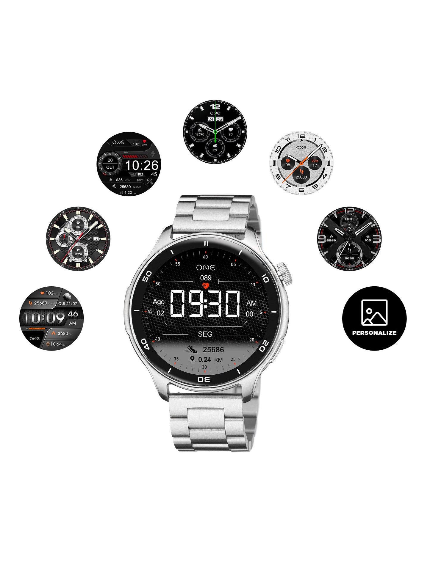 One Men Explorer GPS Silver Smartwatch