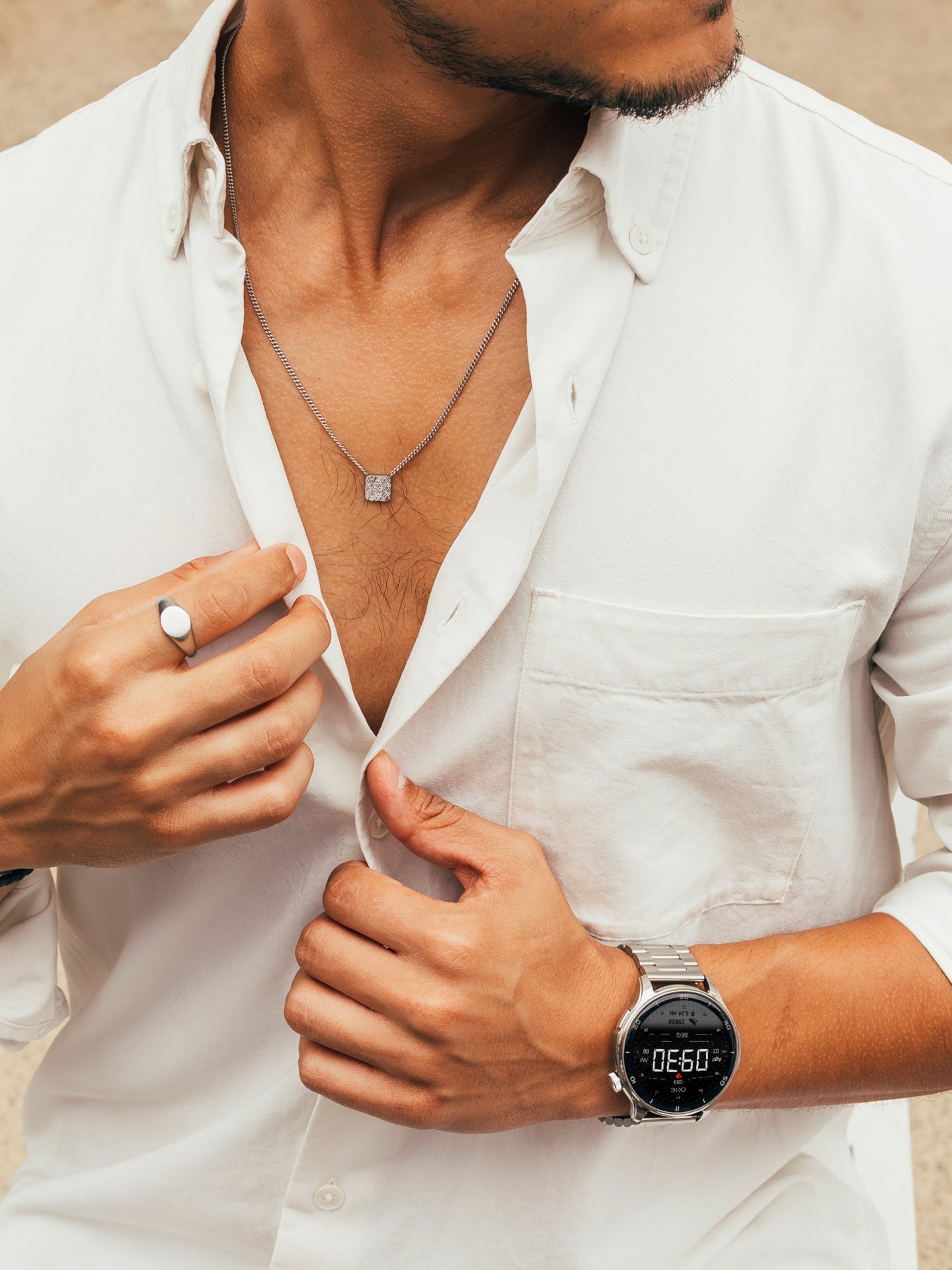 One Men Explorer GPS Silver Smartwatch